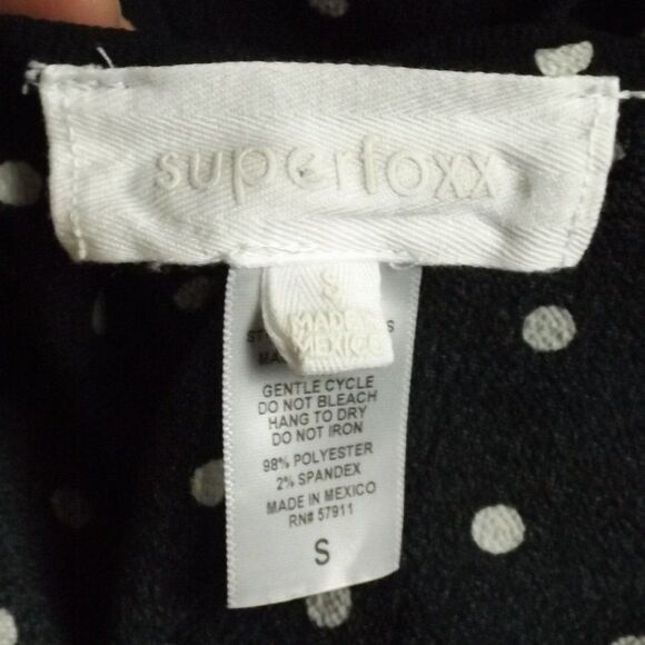 SUPERFOXX Dress, S, True Wrap, Sash belt, Black/White polka dots, Cap Sleeves - Picture 9 of 10